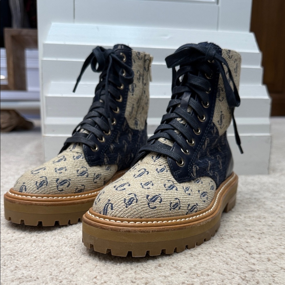 Jimmy Choo Stylish Monogram Lace-Up Boots